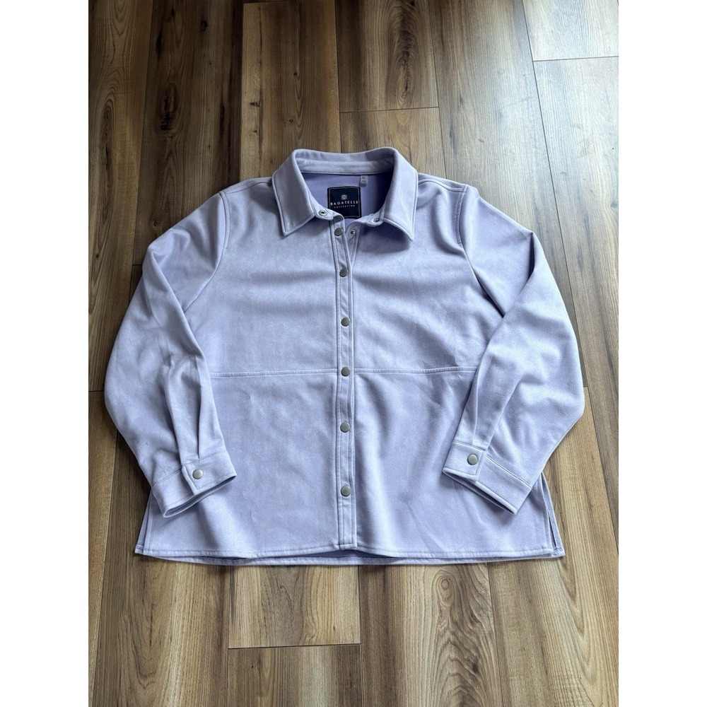 Bagatelle Faux Suede Shirt Jacket Lavender‎ Women's XL Snaps Soft